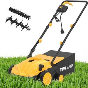 ZEGJAW Electric Dethatcher and Scarifier, 13” 12Amp Lawn Dethatcher with 4-Position Depth Adjustment, 30L Collection Bag, 2 in 1 Walk Behind Thatch Removing for Lawn
