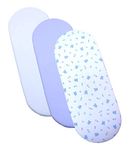 BabyPrem 3 Fitted Cotton Boys Moses Basket Sheets 73-76 x 28-30cm BLUE TEDDY