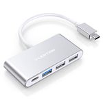 LENTION 4-in-1 USB-C Hub with Type C, USB 3.0, USB 2.0 Compatible 2023-2016 MacBook Pro 13/14/15/16, New Mac Air/Surface, ChromeBook, More, Multiport Charging & Connecting Adapter (CB-C13, Silver)