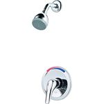 Pfirst Polished Chrome Shower Set with Standard Shower Head/Showerhead and Single Handle Shower Trim, 2-Hole, Transitional Bathroom Décor