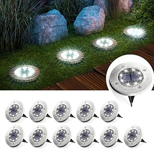 GIGALUMI Solar Ground Lights 12 Pack, 8 LED Automatic Solar Garden Lights, Waterproof Solar Powered In-Ground Lights Outdoor for Pathway Yard Landscape Patio Walkway and Lawn (Cold White)