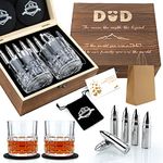 Whiskey Gifts for Men Dad, Father's Day Anniversary Bourbon Gifts for Him, Dad Birthday Gifts Ideas from Daughter Son, Stainless Steel Whiskey Stones and Glasses Set for Housewarming Retirement Gifts