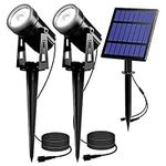 T-SUN Solar Spotlights, 2-in-1 Solar Landscape Spotlights with 9.8ft Cable, 3W Big Solar Panel Run for 12hrs, 2 Lighting Modes, Waterproof Outdoor Solar Uplight for Yard,Pathway,Lawn,Patio Etc.