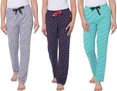 Real Basics Women's Pyjama Cotton Regular Fit Sleepwear (XXL, Multicolour, Pack of 3)