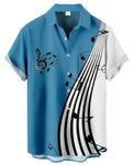 Gwnnb Music Note Shirts for Men Short Sleeve Regular Fit Bowling Casual Button Down Beach Shirts