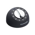 KitchenCraft Mechanical Kitchen Timer with Soft Touch and Chrome finish, Countdown Timer 1 Hour, Black and Chrome