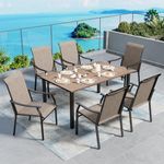 SUNSHINE VALLEY Patio Dining Sets for 6, 7 Piece Outdoor Dining Set of 6 Outdoor Table and Chairs with Rectangle Metal Table & 6 Textilene Chairs, Patio Table and Chairs Set for Garden Backyard