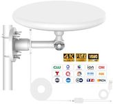 TV Antenna for Smart TV Outdoor, 720° Reception Digital HD Antenna Signal, Support 4k/8k/1080p for Free Local Channels, with Super Signal Booster, 35ft HDTV Cable.(2024 Newest) (Large White)