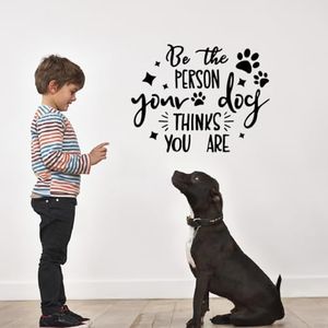 SUPERDANT Adhesivo Decorativo para Pared con Diseño de Patas de Perro Tamaño Grande con Citas Inspiradoras Resistente Al Agua Decoración Artística Extraíble para Despegar Y Pegar En el Aula