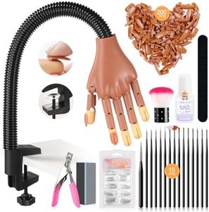 Saviland Advanced Practice Hand for Acrylic Nails: 2025 Upgraded Anti-Slip Nail Practice Hand Flexible Nail Tech Supplies 200Pcs Nail Tips Nail Glue Clipper Manicure Trainng Hand Nail Kit for Beginner
