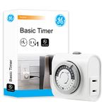 GE, 15119 24-Hour Indoor Basic Timer, 1 Polarized Outlet, Plug-in, Daily On/Off Cycle, 30 Minute Interval, for Lamps, Seasonal Appliances, and Portable Fans, 1 Pack, White