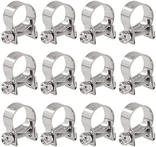 Glarks 12Pack 14-16mm Stainless Steel Mini Fuel Injection Hose Clamps Adjustable Pipe Hose Clip Tube Clamps Set (9/16''-5/8'' Dia)