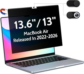 Peslv Magnetic Privacy Screen Compatible with Macbook Air 13.6 Inch (2022-2024, M2, M3), Removable Matte Anti Glare Blue Light Protector Private Security Filter for Mac Laptop Computer