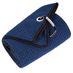 Mile High Life Tri-fold Golf Towel | Premium Microfiber Fabric | Waffle Pattern | Heavy Duty Carabiner Clip (Navy/Black)