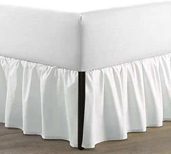 SKY BEDDINGS - Bed Skirt Queen Size Ruffled Bed Skirt with Split Corners - Queen 14 Inch Drop Dust Ruffle Bed Skirt with Platform Three Sided Coverage - 100% Microfiber Bed Skirt, White