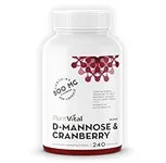 Plantvital D-Mannose Capsules, 1000mg Cranberry Pills for Womens' UTI Treatment - D-Mannose for Bladder Support - Cranberry Supplement - 4 Months Supply -240 Capsules