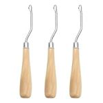 LIAMGUS 3 PCS 6.5 Inch Latch Hook Tool, Wooden Bent Crochet Latch Hook Knitting Tool, Latch Hook Rug kit, Crochet Hooks Set, for Rug Making Wig Designing and Other Craft