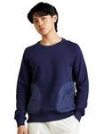 Amazon Brand - INKAST Men's Cotton Blend Crew Neck Regular Fit Sweatshirt (Ink-A23-Sw-46_Iris Navy,Pocket_2XL)