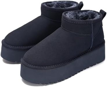 Project Cloud 100% Genuine Leather Ankle Boots for Women - Anti-Slip Memory Foam Insole Womens Boots - Lightweight Winter Womens Shoes, Ankle Booties for Women (Huggy, NAVYSUEDE,8.5)