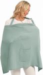 Wimst Muslin Nursing Cover Breastfeeding for Women, Soft and Breathable Breastfeeding Cover with Rigid Hoop for Nursing Apron (Sage)