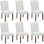 Dining Chairs Set of 6, Kitchen Chairs, Modern Upholstered Fabric Dining Room Chair with Nailhead Trim and Wood Legs, Mid-Century Accent Dinner Chair for Living Room, Kitchen