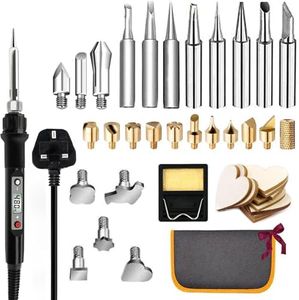 Pyrography Wood Burning Kit, 45-in-1 Wood Burning Set, Engraving Craft Set with Pyrograph Basics and 80W Adjustable Temperature Pyrography Soldring Iron Tool