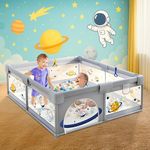 CAREIT Playards|Playpen for Kids up to 4 Years, Spacious 150x150 cm Baby Play Yard with Safety Lock & Hand Grip, Thick Padding & 360° Mesh Visibility, Portable Activity Center for Toddlers -Urban Grey