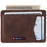 alpine swiss Oliver Mens RFID Blocking Minimalist Front Pocket Wallet Leather Comes in a Gift Box Distressed Brown