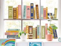 JarThenaAMCS Boho Book Window Clings Boho Book Print Window Stickers Double Sided Glass Decals for First Day of School Back to School Party Home Classroom Library Wall Decor, 6 Sheet