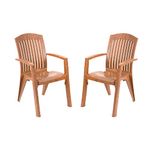 Nilkamal Mid Back Chair with Arm HERITAGE | Chair for Living Room, Bed Room, Kitchen, Office Room, Outdoor| 100% PolyPropylene Stackable Chair | (Pear Wood, Set of 2)