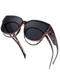 LVIOE Fit Over Glasses Sunglasses Polarised, Cateyes Frame Ladies Wrap Over Glasses Sunglasses UV Protection