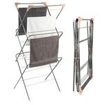 Beldray LA072498GRYEU 3 Tier Indoor Clothes Airer - Non-Slip Laundry Drying Rack, Collapsible Dryer, Foldable, 15M Washing Line Drying Space, Fold Out Corner Hanger Hooks, 7 kg Max Load, Graphite Grey