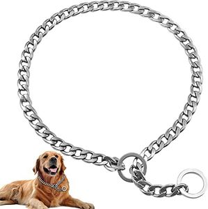 Collar para Perro Collar de adiestramiento para Perros en acero, Collares Antitirones para Perros, Ajustable al Aire Libre Entrenamiento y Correr,Caminar, Tamaño (Plata, S-2,5mm×50cm)