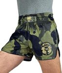 Muay Thai Shorts Kickboxing Camo - Thai Boxing Shorts, MMA Shorts Men and Women, Martial Arts, Gym Trunks Workout Cage Fight., Camo, XX-Large