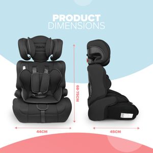 Kidoola Adjustable Car Seat for Toddlers – Safety Booster, Grey/Black