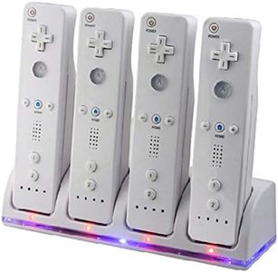 Estación de carga para controlador 4 en 1 con 4 pilas recargables e indicadores LED para controlador Wii