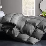 Cosybay King Size Feather Comforter Filled with Feather & Down Fiber - All Season Grey Duvet Insert- Luxurious Hotel Bedding Comforters with Cotton Cover - King 106 x 90 Inch