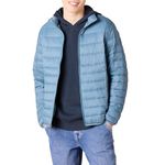 Amazon Essentials Men's Packable Lightweight Water-Resistant Puffer Jacket (Available in Big & Tall), Light Blue, Medium