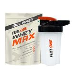 FUELONE Whey Max (Mango, 1kg / 2.2lbs) with Shaker (Black, 500ml) | Whey Protein Concentrate & Whey Protein Isolate | 27g Protein