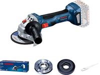 Bosch GWS 180-LI Professional Cordless Angle Grinder, 700 W, Brushless Motor, M10, 11,000 rpm, 100mm, 1.6 Kg, Restart Protection + 5 Accessories (Solo Tool,18V Batteries and Chargers sold separately)