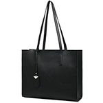 MORGLOVE Women's Tote Bag Large Handbag Soft Leather Simple Shoulder Bag with Zipper for School Work Leisure (A-Black)