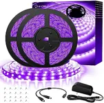 Onforu 65.6ft LED Black Light Strip, 1200 Units Lamp Beads, 12V Flexible Blacklight Fixtures, 20m LED Ribbon, Non-Waterproof Black Lights for Glow Party, Indoor Birthday Halloween Party, Body Paint