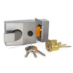 UK Security Supplies Standard Deadlocking Nightlatch, Dark Metal Grey Finish with Brass Cylinder, 60mm Backset, Complete with Rim Cylinder Lock Supplied with 3 Keys. External Door Lock for Front Door