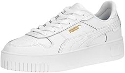 PUMA Womens Carina Street Sneaker, PUMA Womens White-PUMA Womens White-PUMA Womens Gold, 10