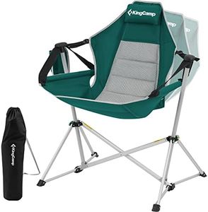 KingCamp Aluminum Alloy Durable Hammock Swing Chair,Foldable Portable Rocking Camping Chair with Headrest Adjustable Back,Outdoor Camp Chairs for Travel Sport Games Concert Garden