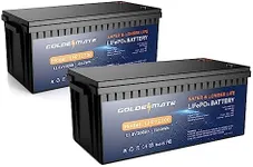 GOLDENMATE 12V 200Ah LiFePO4 Lithium Battery(2-Pack), Rechargeable Battery Up to 15000 Cycles, Built-in 200A BMS, Back Up Battery for RV, Solar, Trolling Motor Fish Finder, Off-Grid Applications