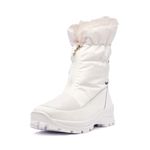 Nordan Stylish Winter Shoes Women's Waterproof Boots Warm and Comfortable Winter Boots Women's Lined Item 8710R, White 400, 6 UK