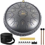 AKLOT Steel Tongue Drum - 12 Inches 13 Notes - Percussion Instruments - Hand Pan Drum with Music Book, Drum Mallets and Carry Bag…