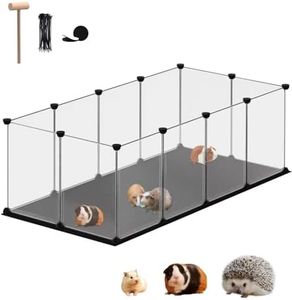 FunHola DIY Pet Playpen with Waterproof Washable Mat, L, Small Animal Pen, Pet Fence Indoor, DIY Plastic Enclosure for Hamsters, Guinea Pig, 12 pcs Transparen Plastic Panels, 48.5 x 24.8 x 16.1 inches