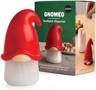 OTOTO Gnomeo Toothpick Holder with Lid, Gnomes Toothpick Dispenser, Red
